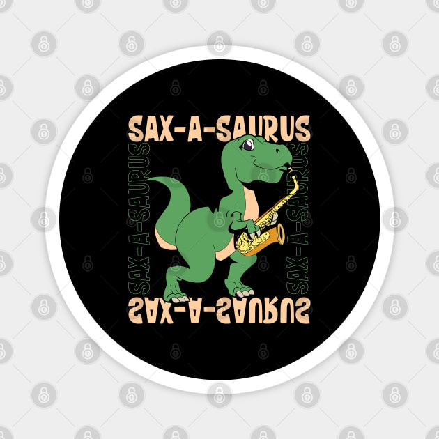 Sax-A-Saurus - TREX on the saxophone Magnet by Modern Medieval Design